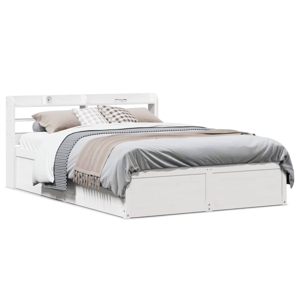 Sengeramme med hodegavl hvit 140x190 cm heltre furu