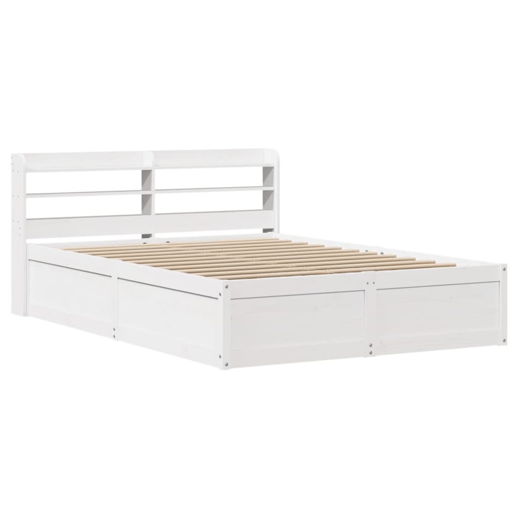 Sengeramme med hodegavl hvit 135x190 cm heltre furu