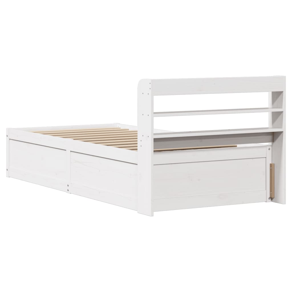 Sengeramme med hodegavl hvit 90x190 cm heltre furu