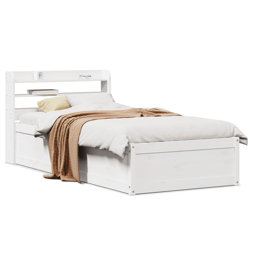 Sengeramme med hodegavl hvit 90x190 cm heltre furu