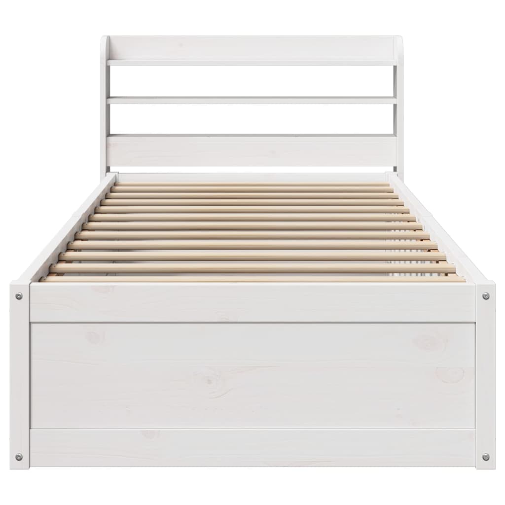 Sengeramme med hodegavl hvit 75x190 cm heltre furu
