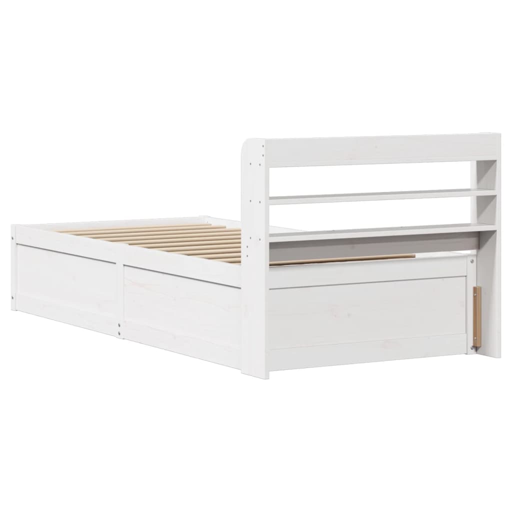 Sengeramme med hodegavl hvit 75x190 cm heltre furu