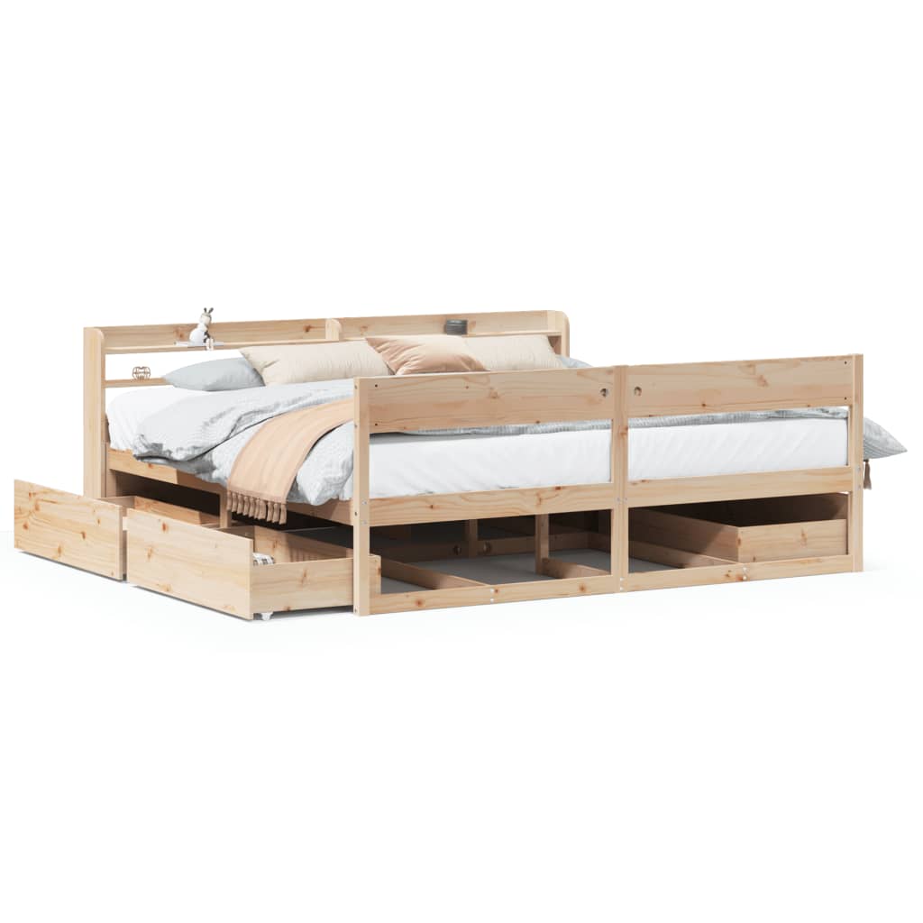 Sengeramme med madrass 200x200 cm heltre furu