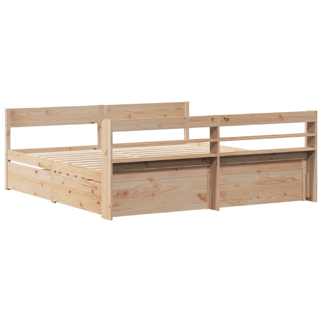 Sengeramme med madrass 200x200 cm heltre furu