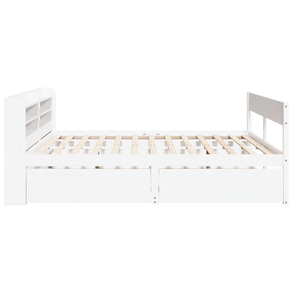 Sengeramme med madrass hvit 200x200 cm heltre furu