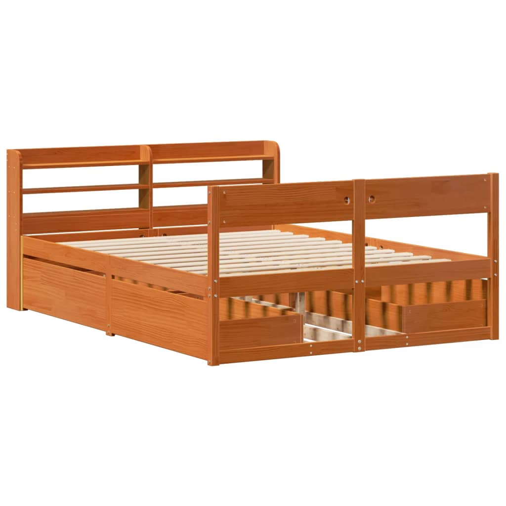 Sengeramme uten madrass voksbrun 120x200 cm heltre furu