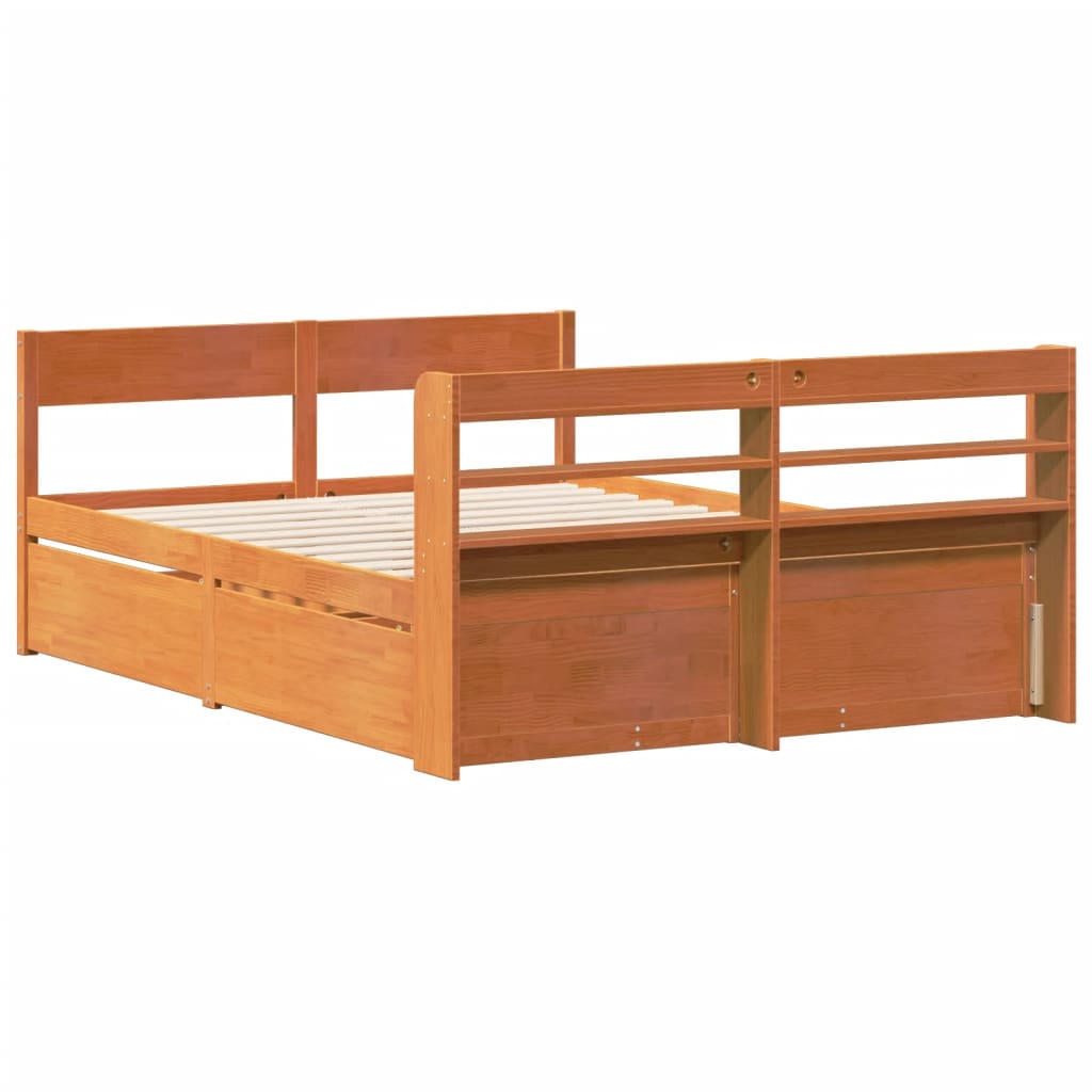 Sengeramme uten madrass voksbrun 140x190 cm heltre furu