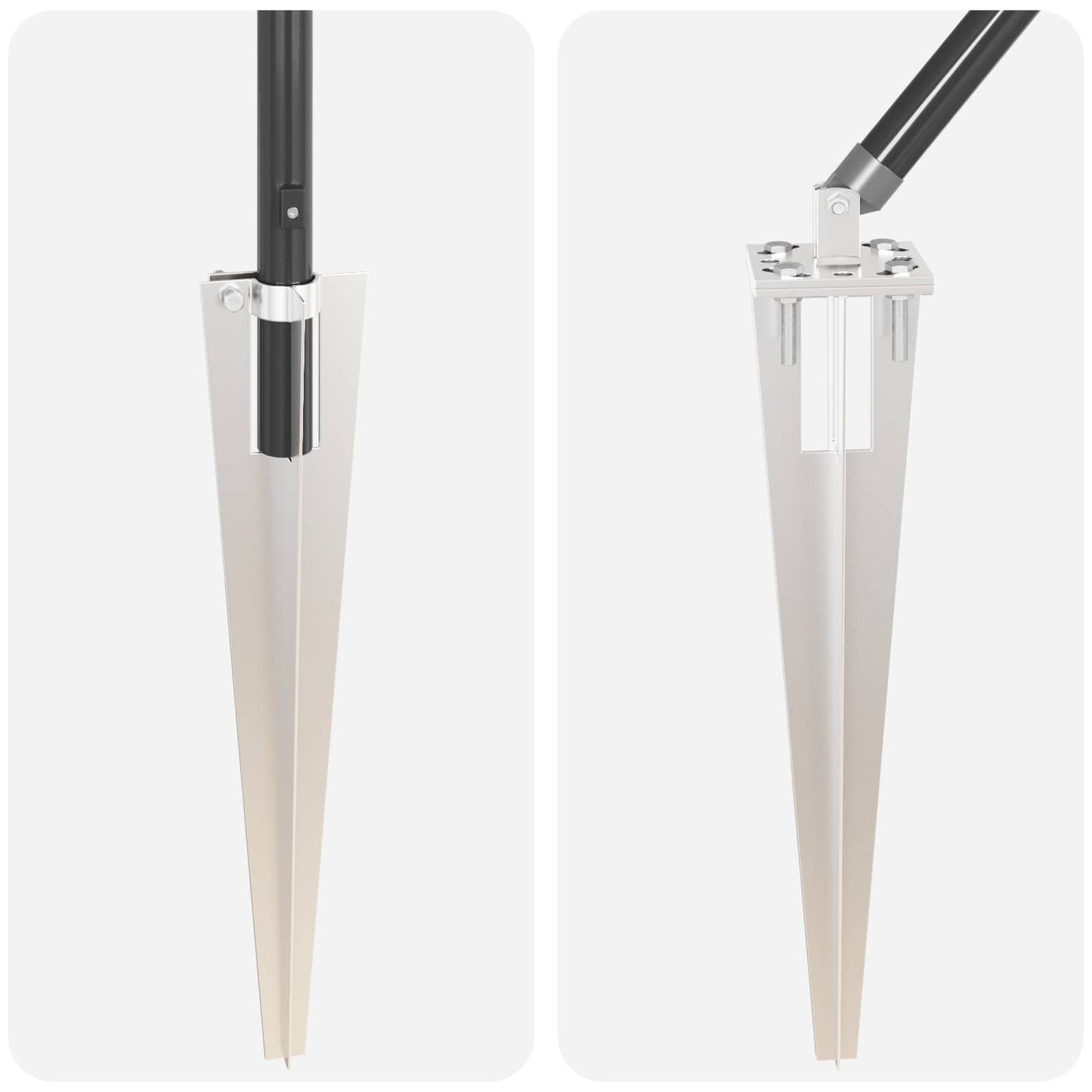 Stolpe med bakkenagler for gjerde 26 stk. Grå