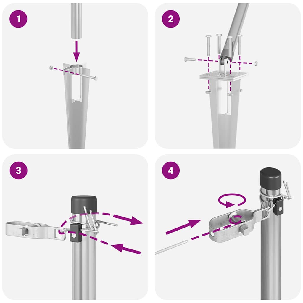 Gjerdepåle Annet 26 pcs Grå 3,2 x 3,2 x 140 cm Stål