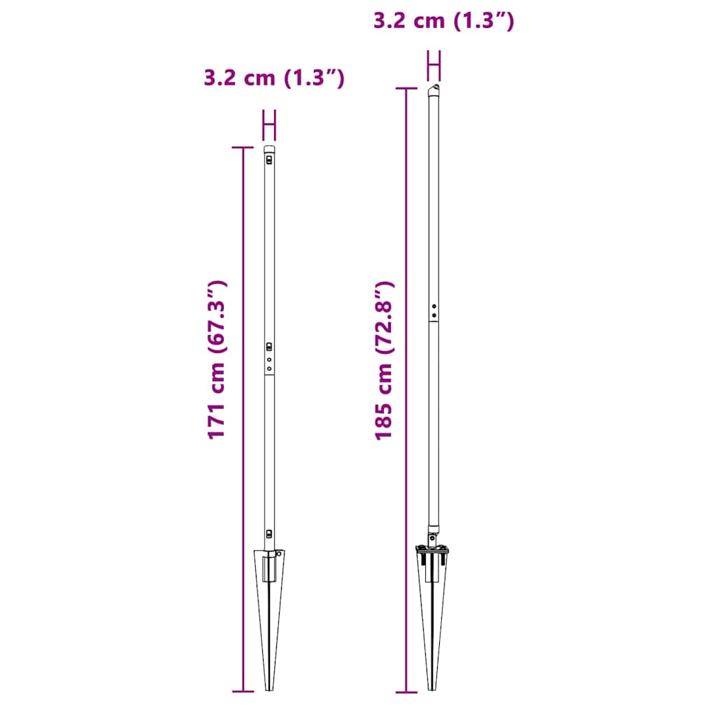 Gjerdepåle Annet 52 pcs Grå 3,2 x 3,2 x 140 cm Stål