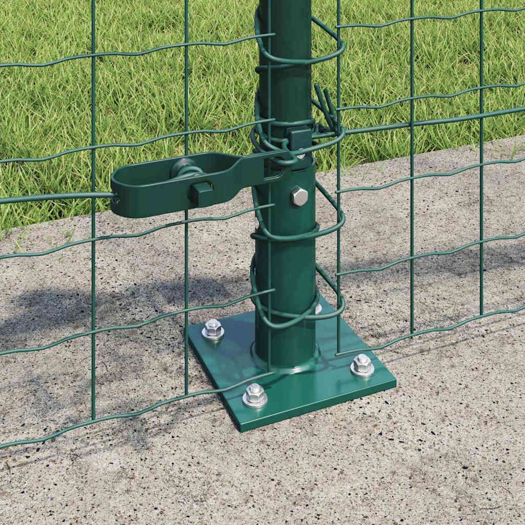 Fence Post med betongfot 26 stk. Grønn Pulverlakkert stål