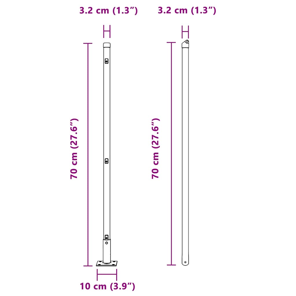 Gjerdepåle Annet 52 pcs Grå 3,2 x 3,2 x 70 cm Stål