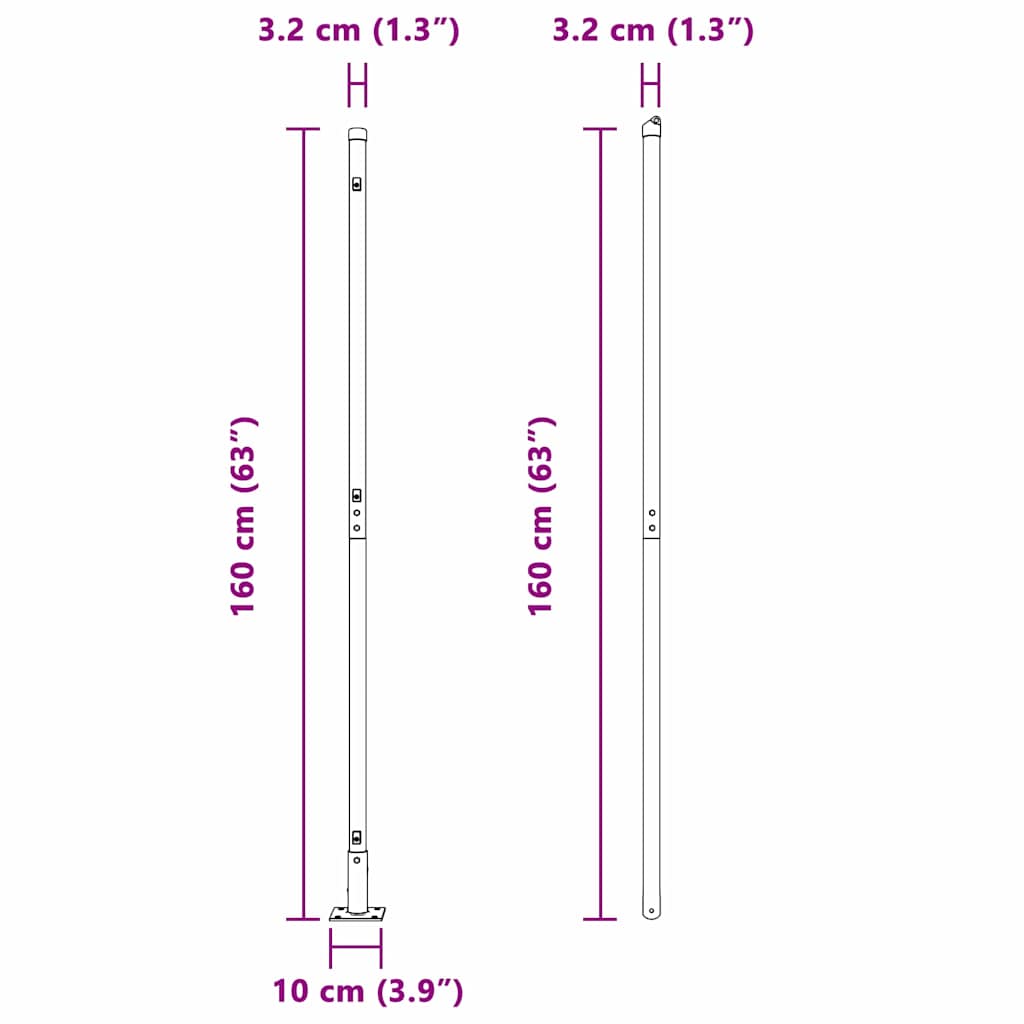 Gjerdepåle Annet 26 pcs Grå 3,2 x 3,2 x 83,5 cm Stål