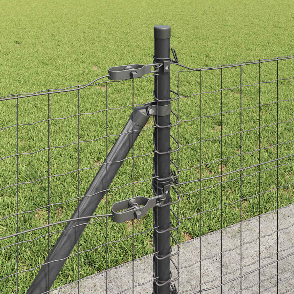Fence Post med betongfot 52 stk. Grå Pulverlakkert stål