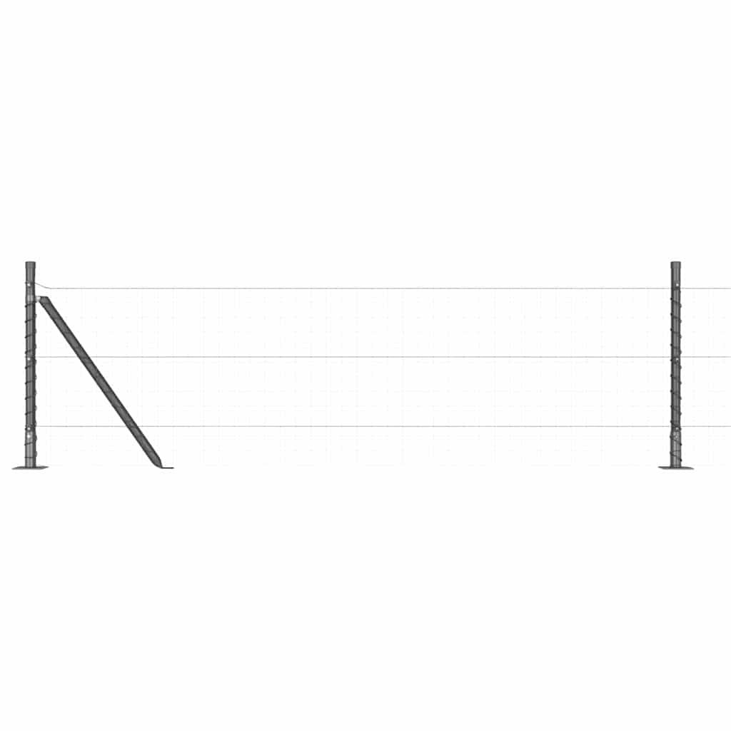 Fence Post med betongfot 52 stk. Grå Pulverlakkert stål