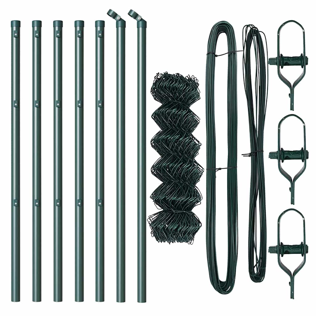Gjerdepåle grønn 10 x 0,6 m (60 x 60 mm maske) Stål og PVC vidaXL