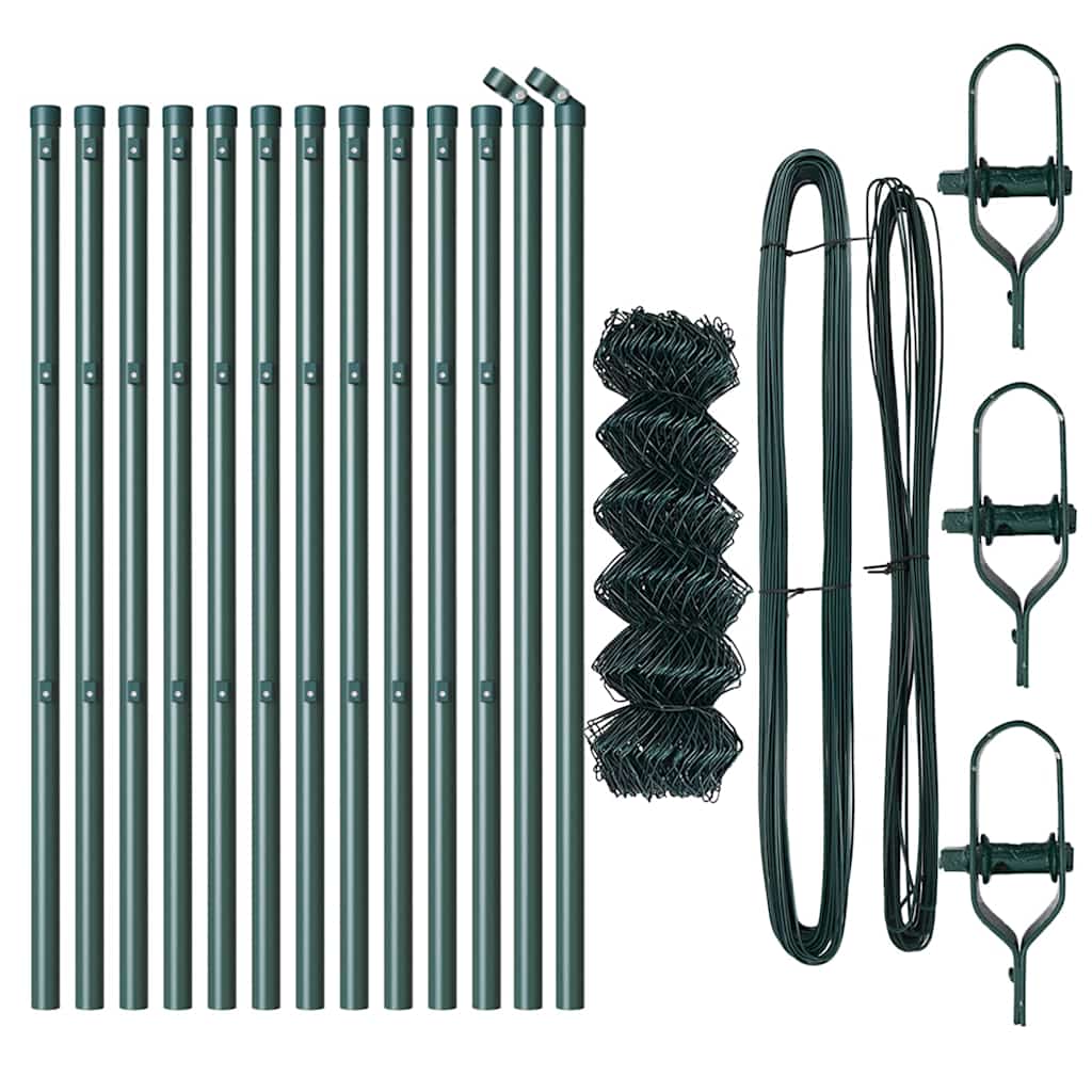 Utendørs kjedehegn grunnfeste 25 x 0,4 m PVC-belagt stål Grønn