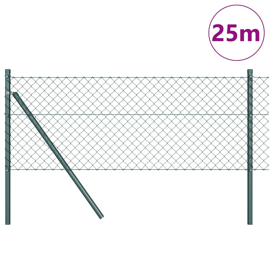 Utendørs kjedehegn grunnfeste 25 x 0,4 m PVC-belagt stål Grønn