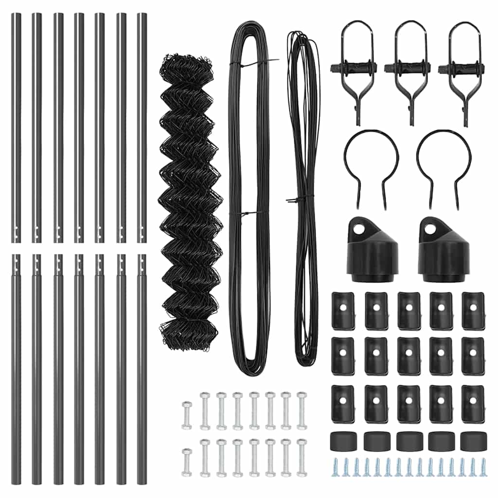 Gjerdepåle Grå 10 x 1,2 m (40 x 40 mm maske) Stål og PVC vidaXL
