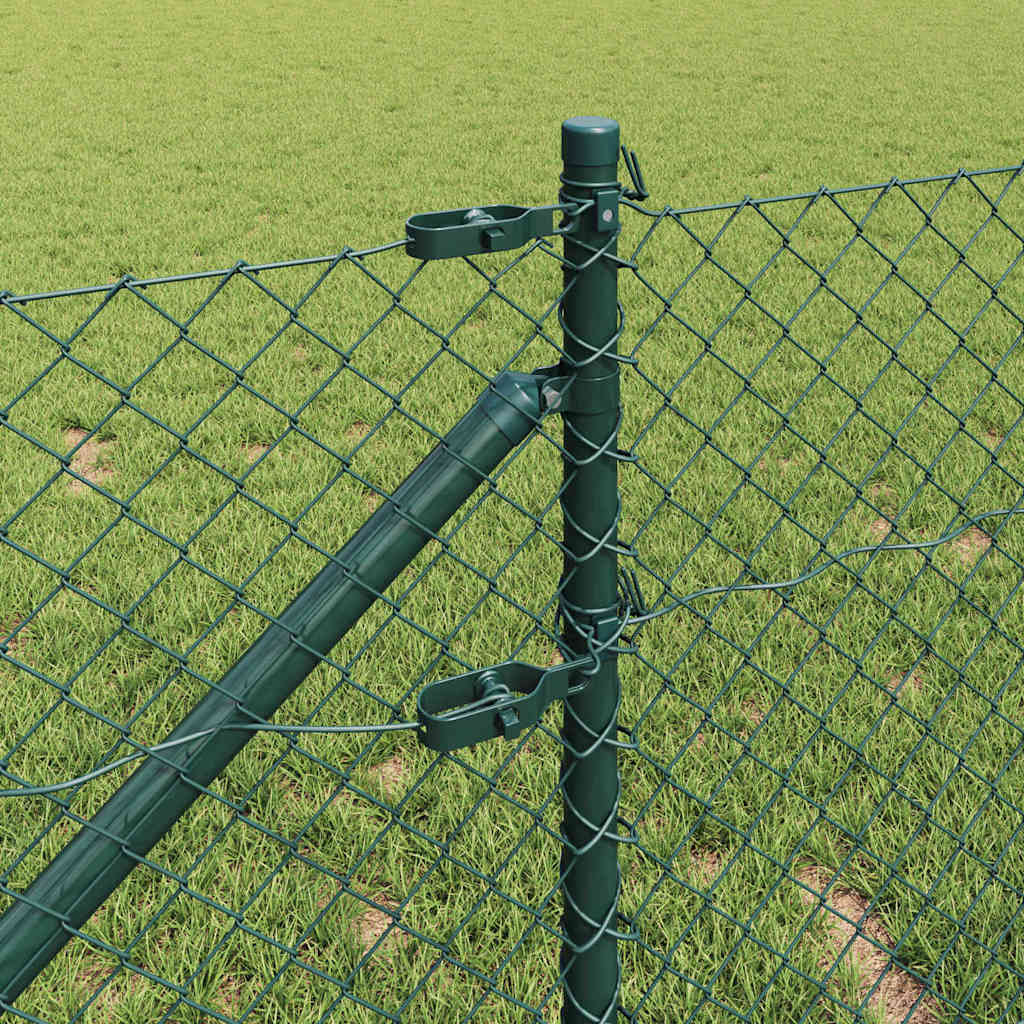 Utendørs Kjedehegn med Spiker 25 x 0,4 m PVC-belagt stål Grønn