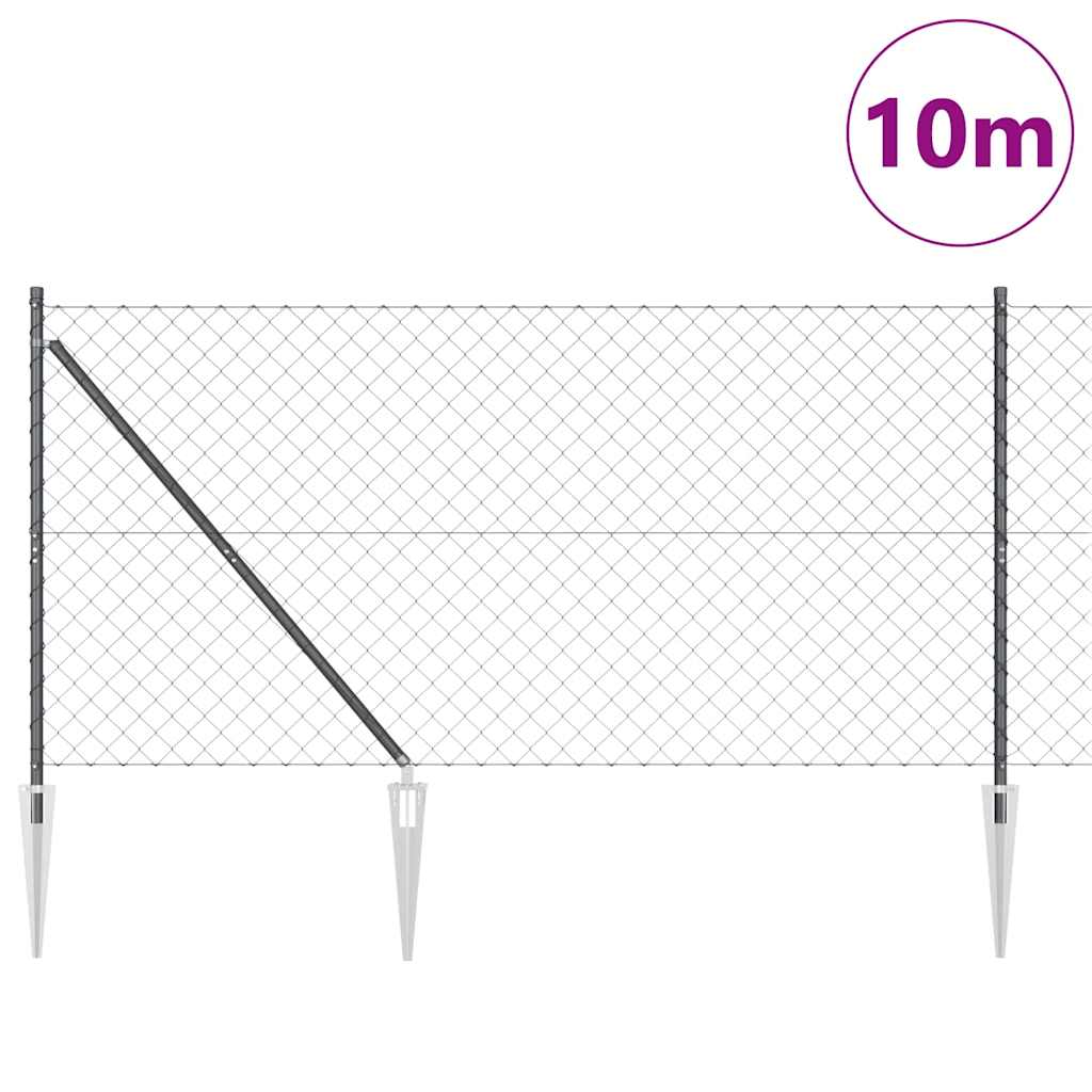Kjedestakhegn med pigger 10 x 1,4 m PVC-belagt stål Grå Mesh