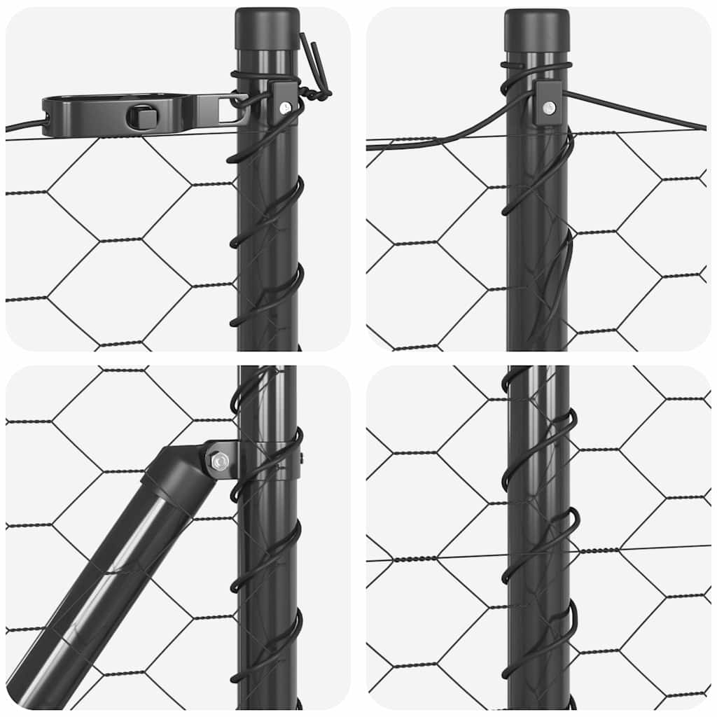 Gjerdepåle Grå 25 x 1 m (40 x 40 mm maske) Stål og PVC