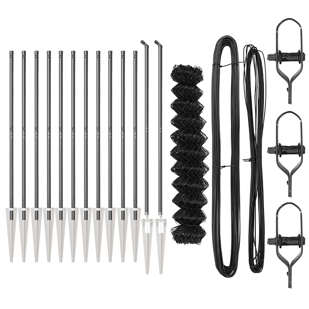 Kjedefence med topper 25 x 1,2 m PVC-belagt stål Grå Mesh