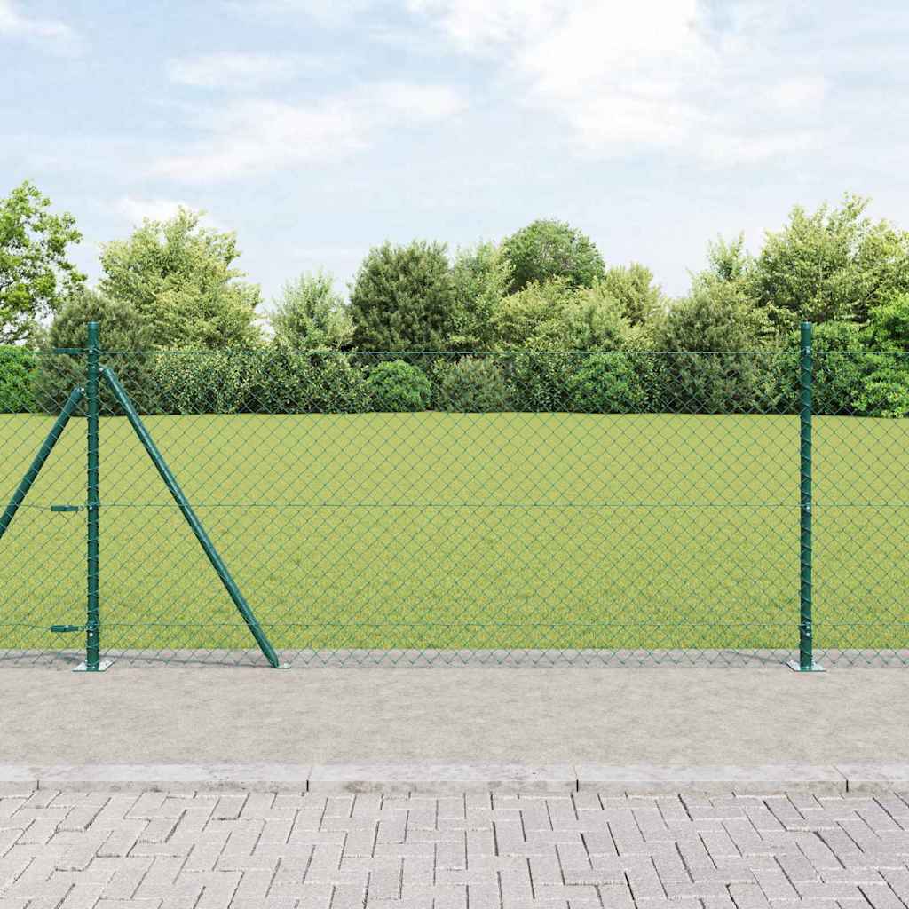 Kjedegjerde med betongfot 25 x 1 m PVC-belagt stål Grønn Mesh