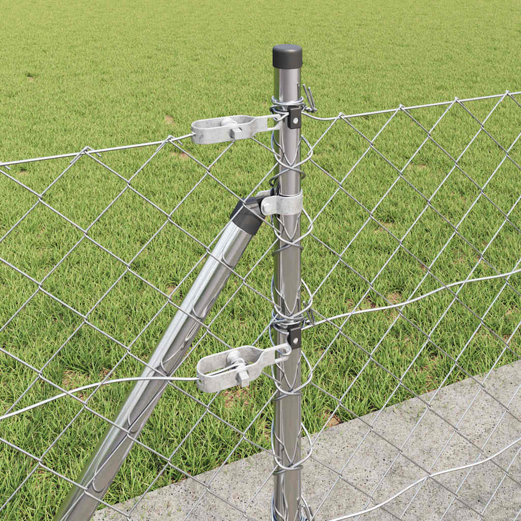 Gjerdepåle sølv 10 x 0,4 m (60 x 60 mm mesh) Stål vidaXL