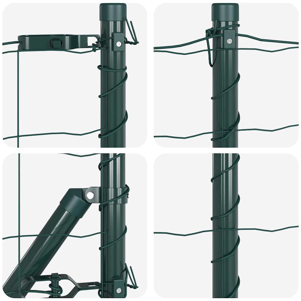 Gjerde med stolpe grønn 0,4 x 10 m Stål og PVC vidaXL