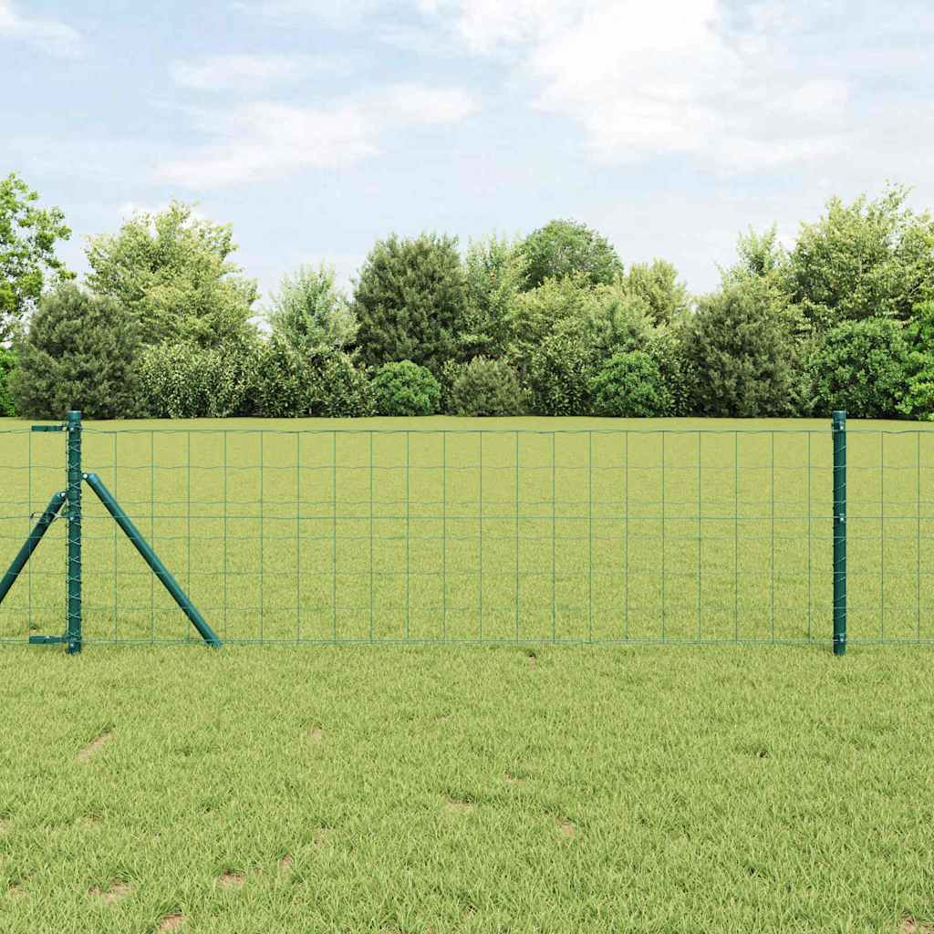 Gjerde med stolpe grønn 0,4 x 10 m Stål og PVC vidaXL