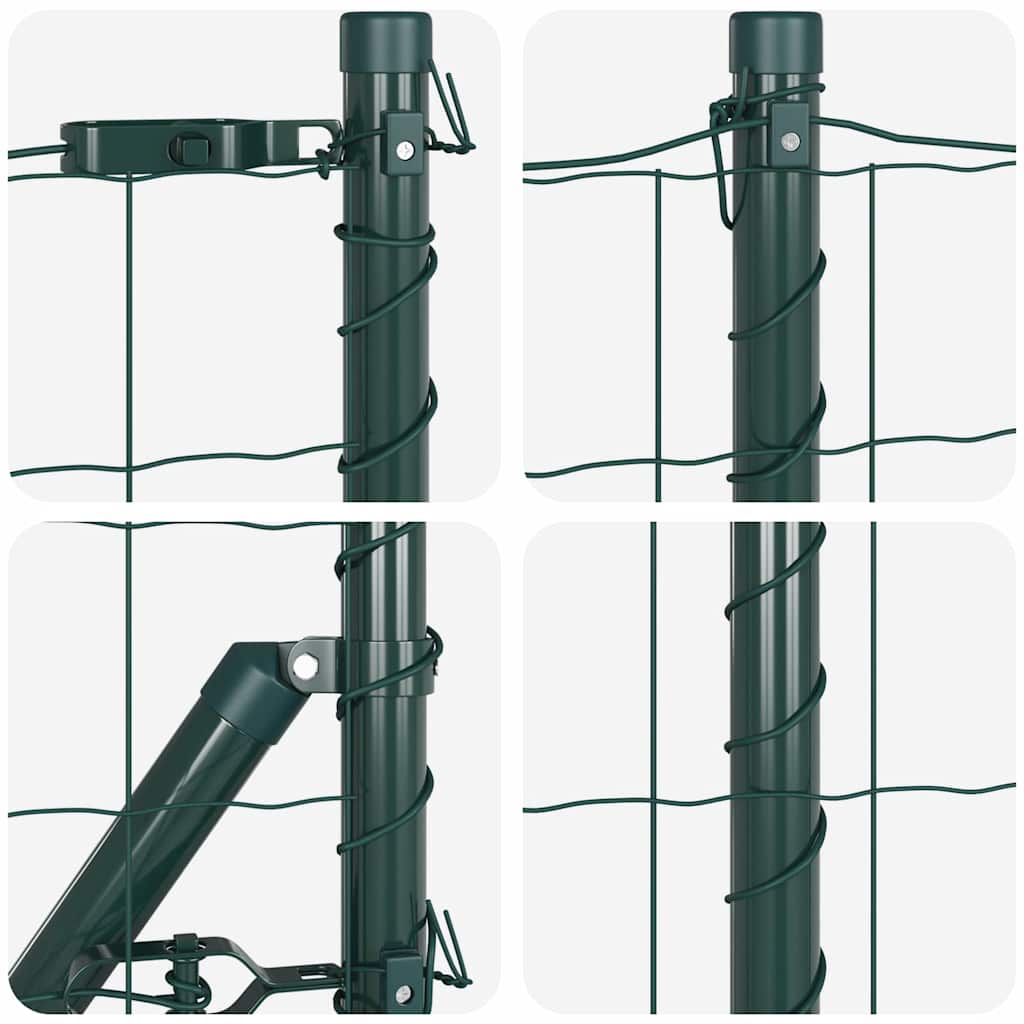 Gjerde med stolpe grønn 0,4 x 25 m Stål og PVC vidaXL