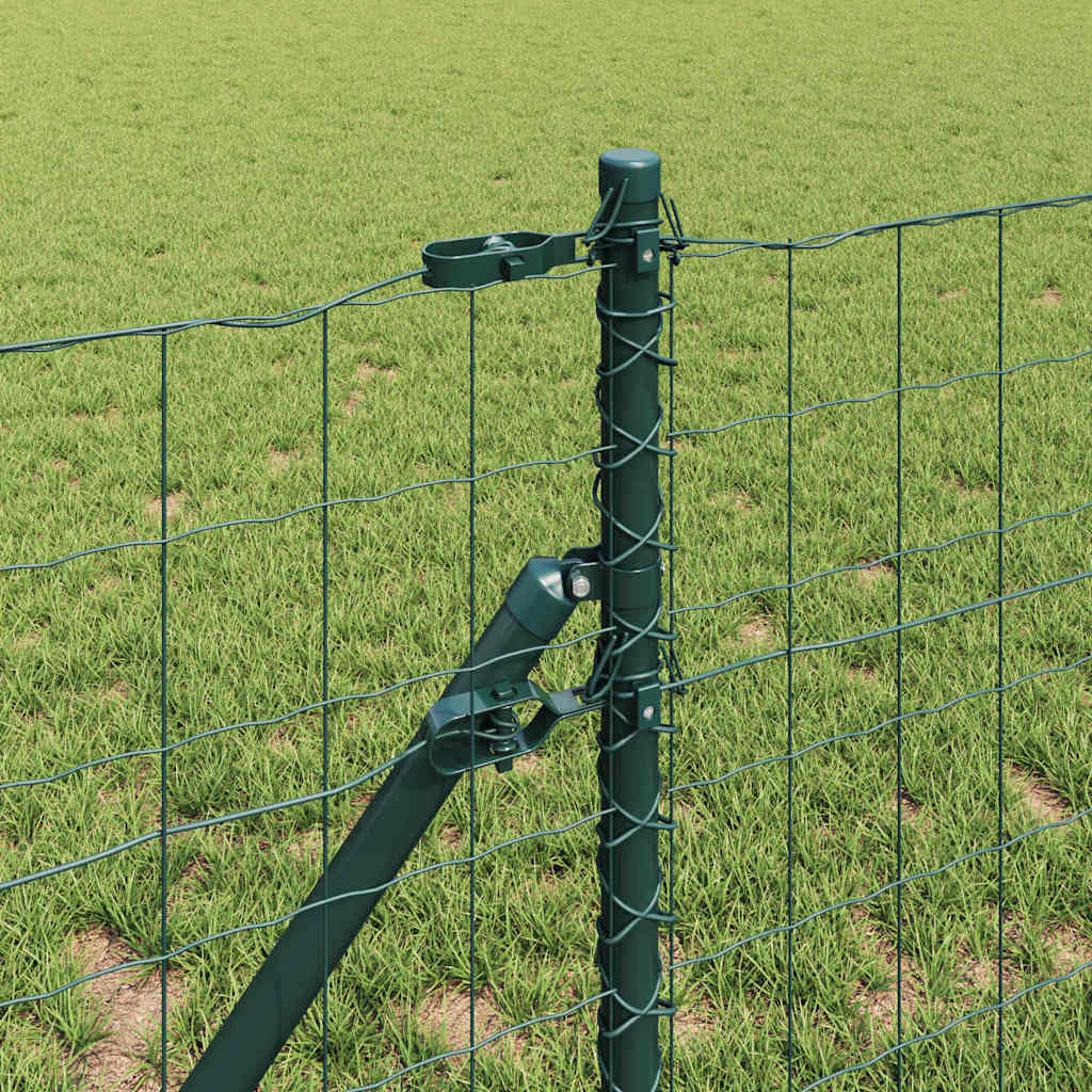 Gjerde med stolpe grønn 0,4 x 25 m Stål og PVC vidaXL