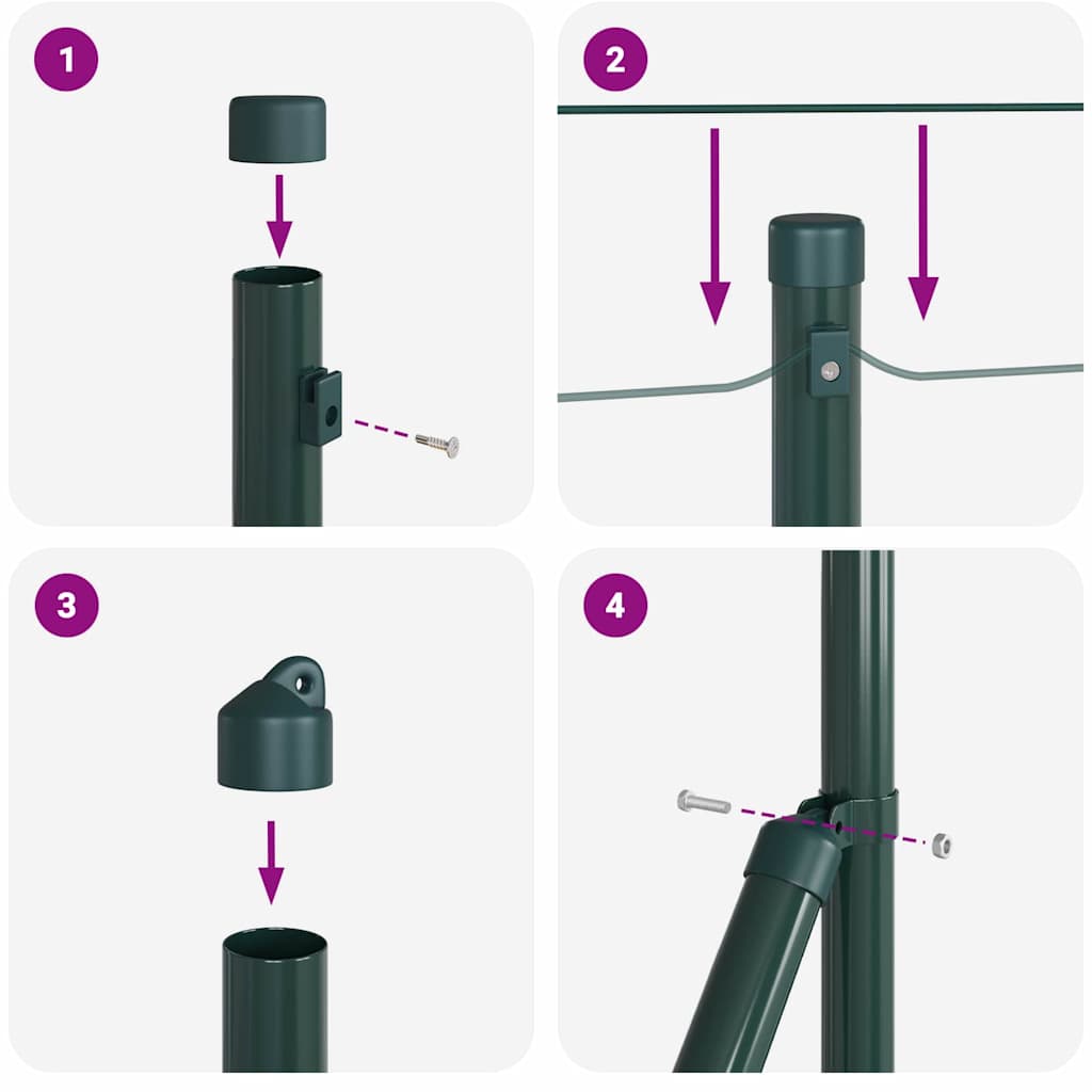 Gjerde med stolpe grønn 0,4 x 25 m Stål og PVC vidaXL