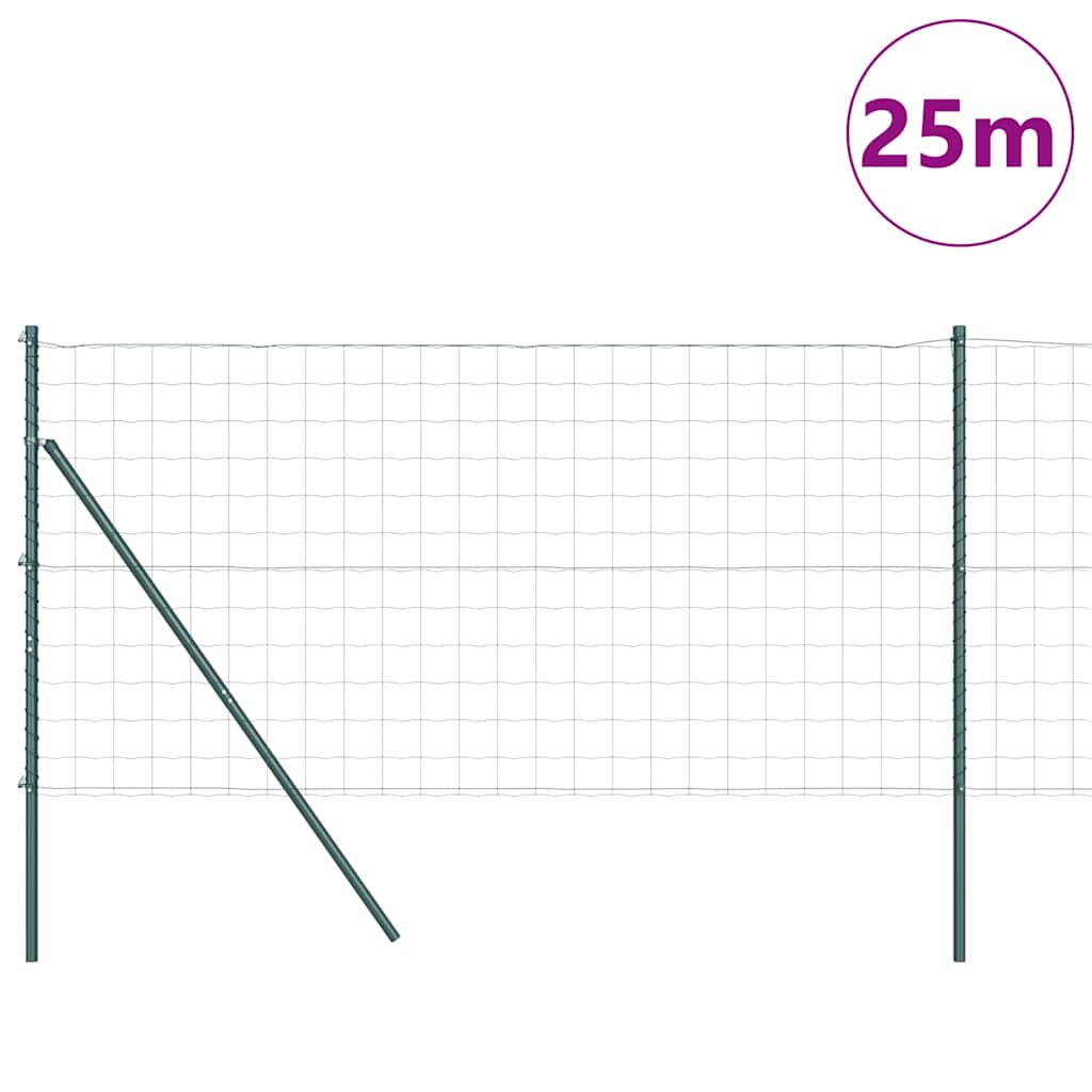 Gjerde med stolpe grønn 1,2 x 25 m Stål vidaXL