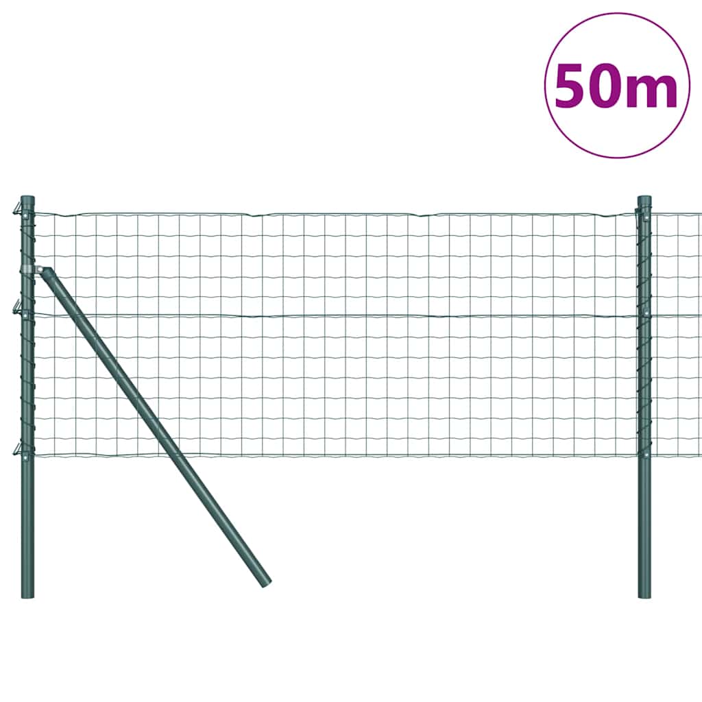Gjerde med stolpe grønn 0,4 x 50 m Stål og PVC vidaXL