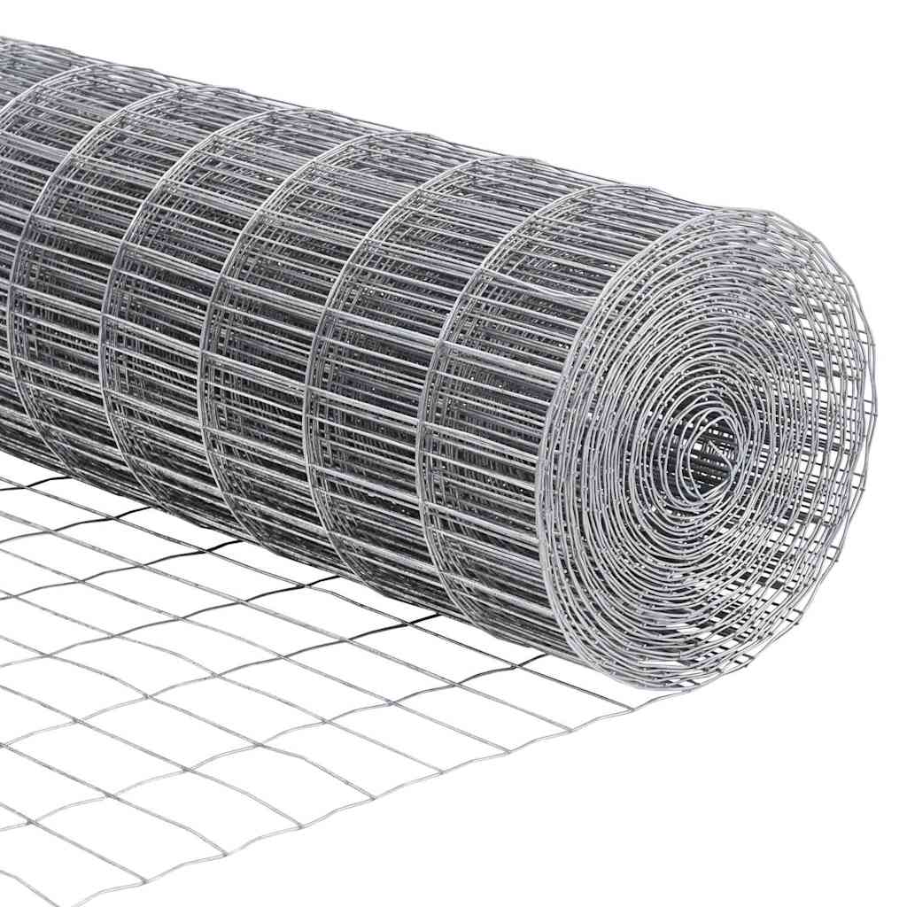 Gjerde med stolpe sølv 0,8 x 10 m Stål og PVC