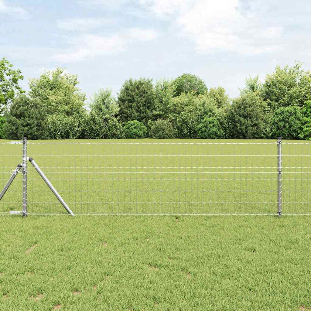Gjerde med stolpe sølv 0,8 x 10 m Stål og PVC