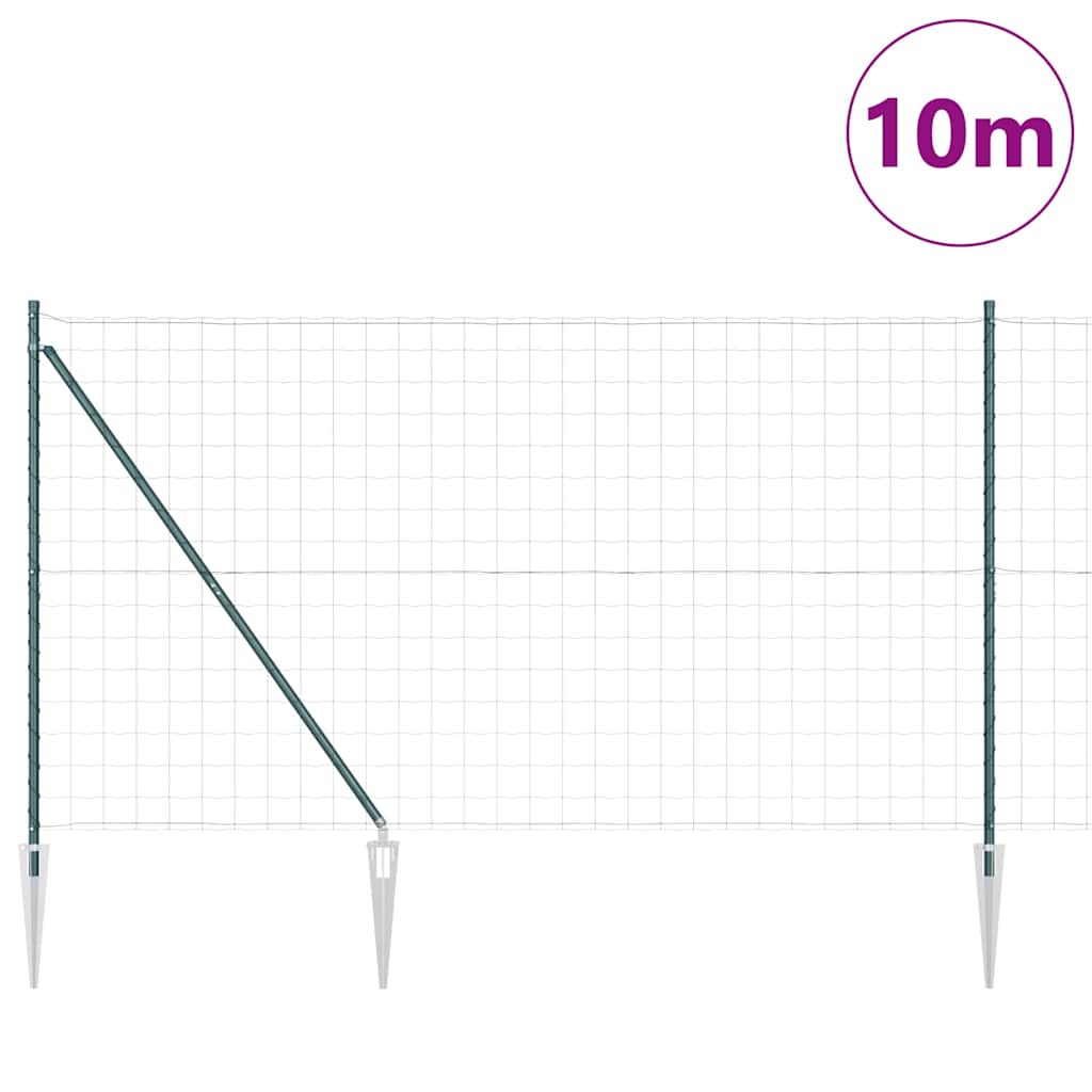 Gjerde med stolpe grønn 1,5 x 10 m Stål vidaXL