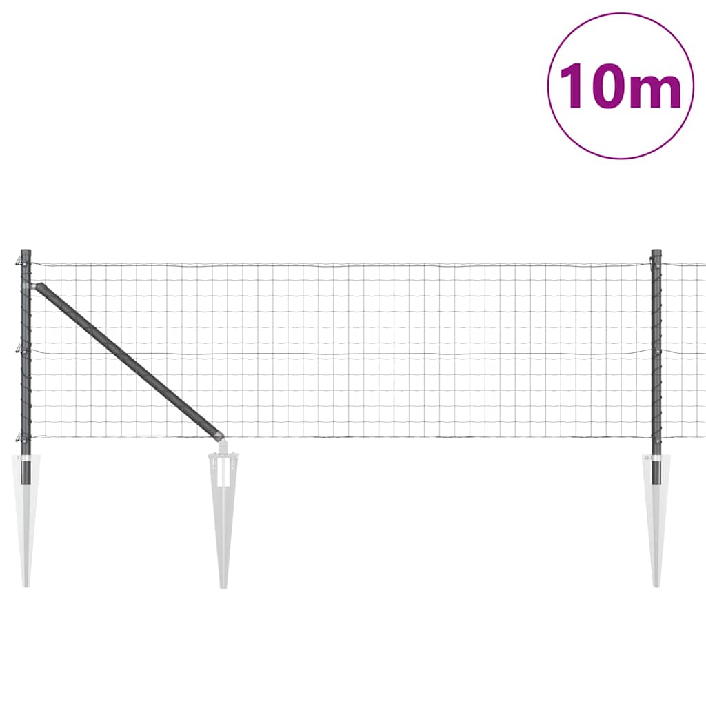 Gjerde med stolpe Grå 0,8 x 10 m Stål og PVC