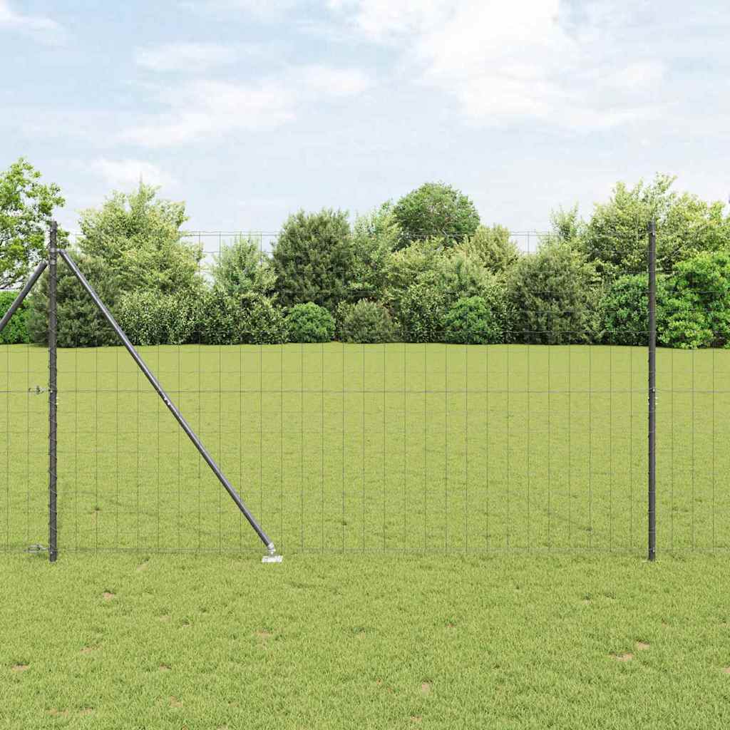 Gjerde med stolpe Grå 1,5 x 10 m Stål vidaXL