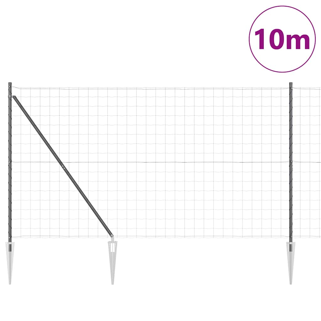 Gjerde med stolpe Grå 1,5 x 10 m Stål vidaXL