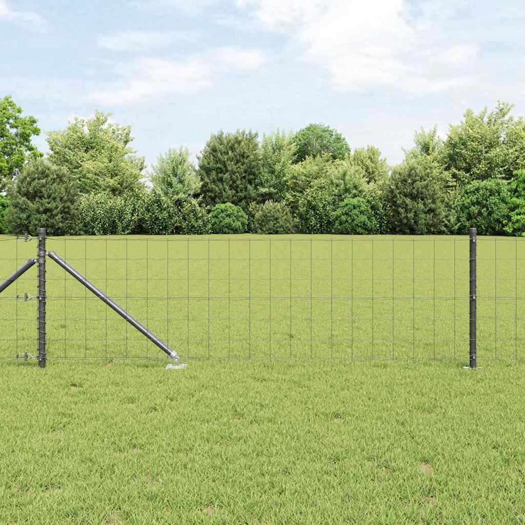 Gjerde med stolpe Grå 0,8 x 25 m Stål