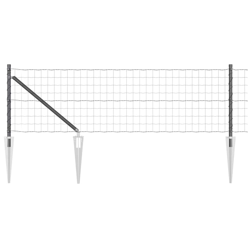 Gjerde med stolpe Grå 0,8 x 25 m Stål