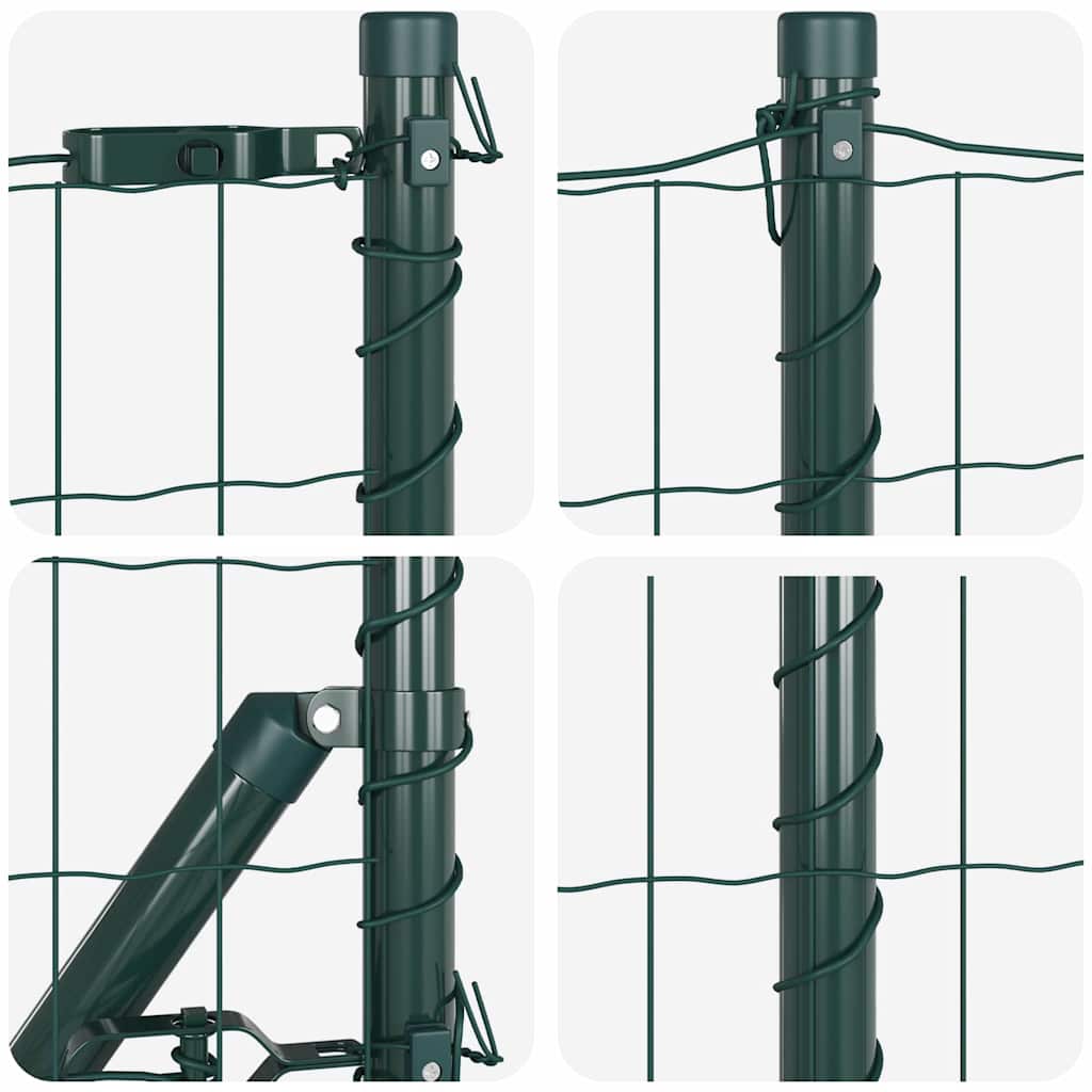 Gjerde med stolpe grønn 0,4 x 10 m Stål og PVC vidaXL
