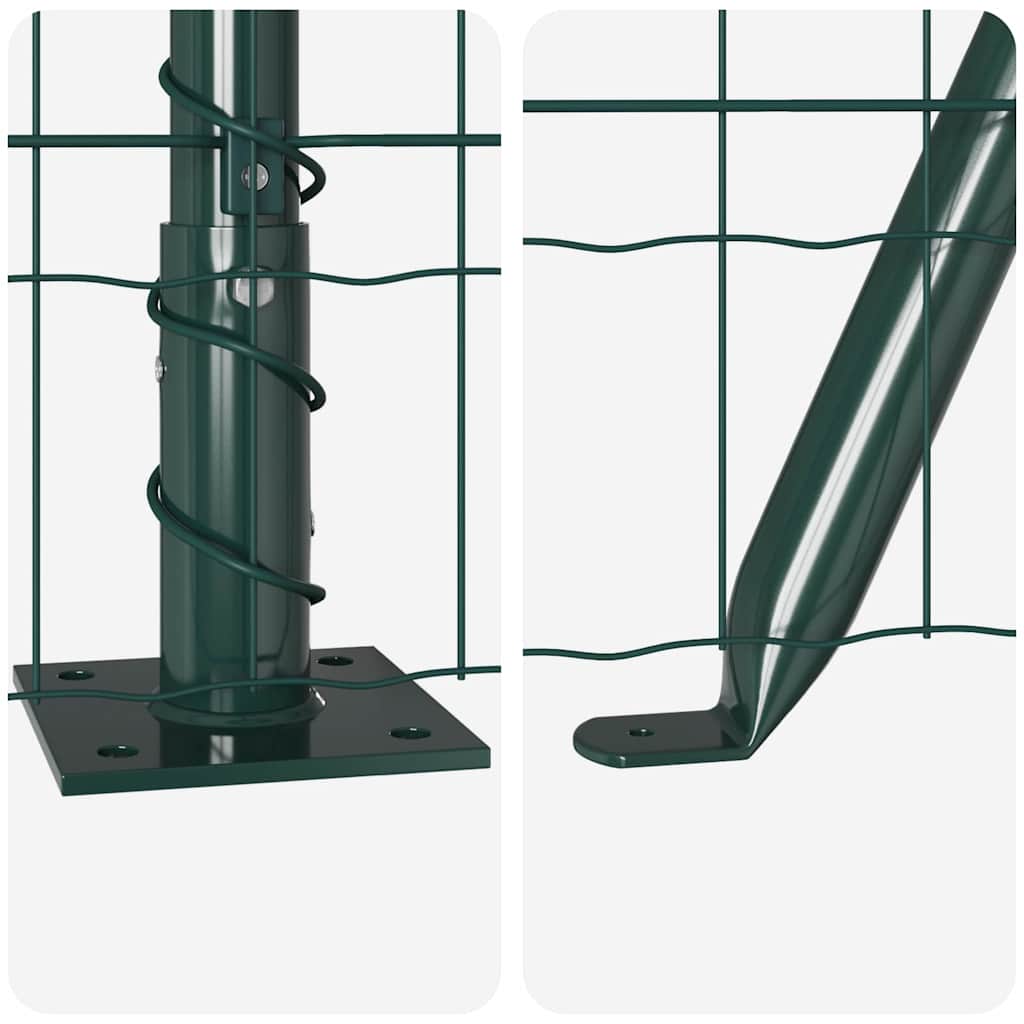 Gjerde med stolpe grønn 0,4 x 10 m Stål og PVC vidaXL