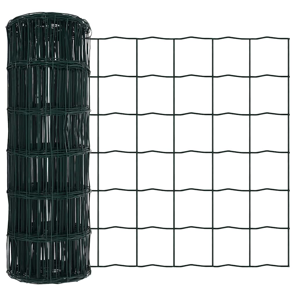 Gjerde med stolpe grønn 0,4 x 10 m Stål og PVC vidaXL