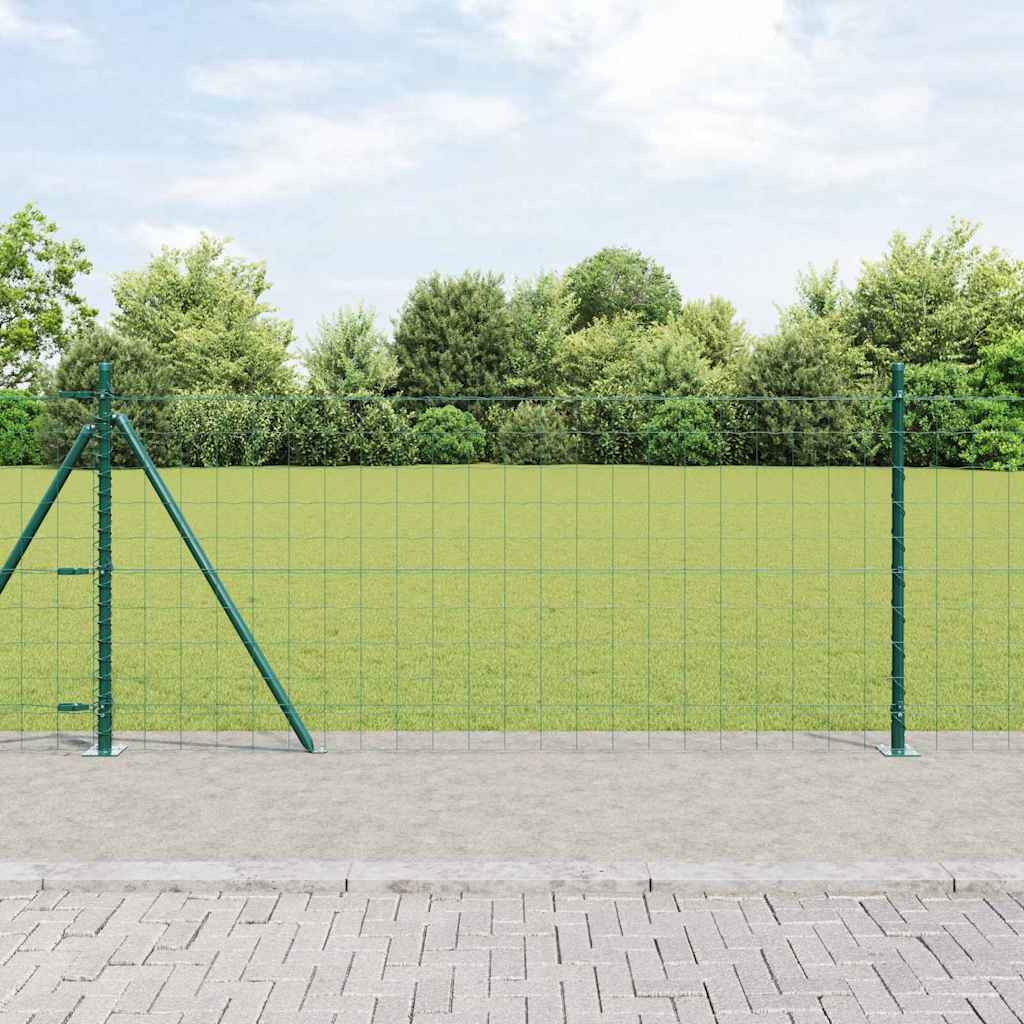Gjerde med stolpe grønn 0,8 x 10 m Stål vidaXL