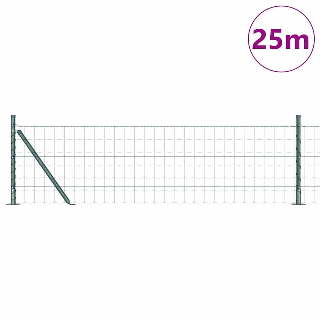 Gjerde med stolpe grønn 0,6 x 25 m Stål og PVC