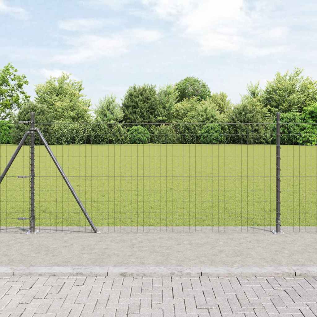Eurogjerde med betongfundament 10 x 1 m PVC-belagt stål Grå